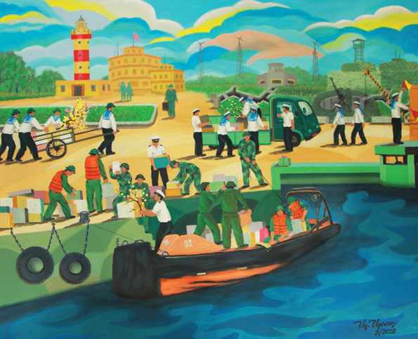 Xu&acirc;n đến với đảo xa - Tranh sơn dầu của Hồ Thanh Thoan