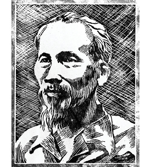 &ldquo;Ch&acirc;n dung Hồ Chủ tịch&rdquo; - tranh khắc thạch cao của Hồ Thanh Thoan