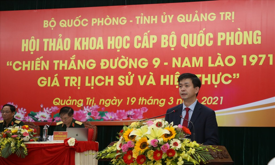B&iacute; thư Tỉnh ủy L&ecirc; Quang T&ugrave;ng ph&aacute;t biểu tại Hội thảo.