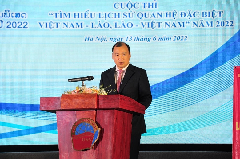 Đồng ch&iacute; L&ecirc; Hải B&igrave;nh - Ủy vi&ecirc;n dự khuyết Trung ương Đảng, Ph&oacute; Trưởng Ban Tuy&ecirc;n gi&aacute;o Trung ương; Ph&oacute; Trưởng Ban Chỉ đạo, Trưởng Ban Tổ chức Cuộc thi ph&aacute;t biểu tại Lễ ph&aacute;t động (Ảnh: Thế Dương)